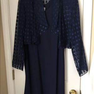 Ladies dark blue dress with short jacket